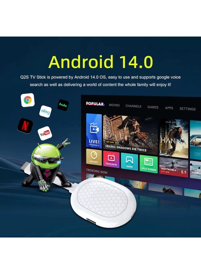 Q2S Android 14 TV Stick 8K, 2GB RAM 16GB Storage, WiFi 6, Bluetooth 5.0, Voice Control, Ultra-Fast Streaming & Gaming, High-Definition Smart Media Player - Image 4